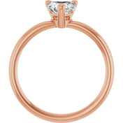 14K Rose Natural White Sapphire Heart Solitaire Ring