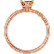 14K Rose Natural Citrine Heart Solitaire Ring