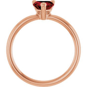 14K Rose Natural Mozambique Garnet Heart Solitaire Ring