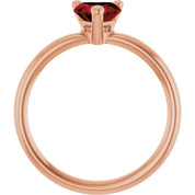 14K Rose Natural Mozambique Garnet Heart Solitaire Ring