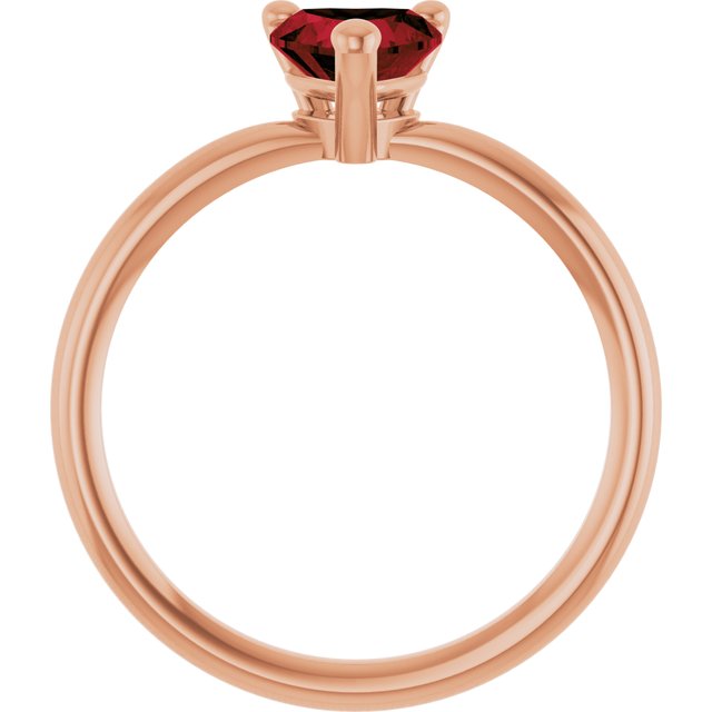 14K Rose Natural Mozambique Garnet Heart Solitaire Ring