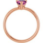 14K Rose Natural Pink Tourmaline Heart Solitaire Ring