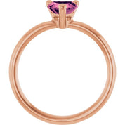 14K Rose Natural Pink Tourmaline Heart Solitaire Ring