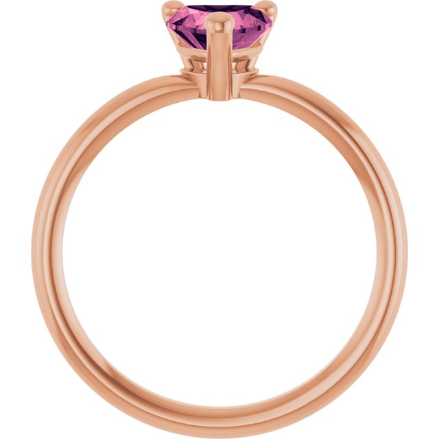 14K Rose Natural Pink Tourmaline Heart Solitaire Ring