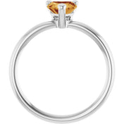 Platinum Natural Citrine Heart Solitaire Ring