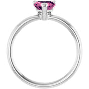 Sterling Silver Natural Pink Tourmaline Heart Solitaire Ring