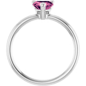 Sterling Silver Natural Pink Tourmaline Heart Solitaire Ring