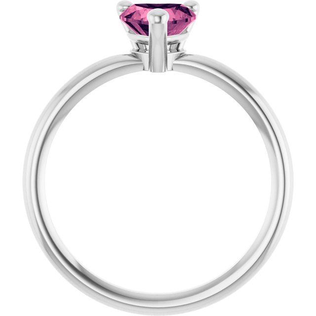 Sterling Silver Natural Pink Tourmaline Heart Solitaire Ring