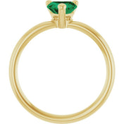 14K Yellow Lab-Grown Emerald Heart Solitaire Ring