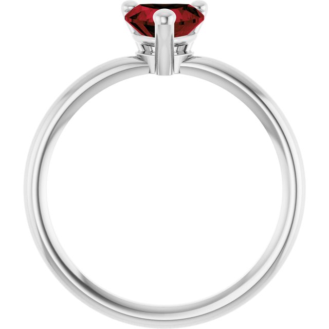 14K White Natural Mozambique Garnet Heart Solitaire Ring