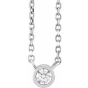 Sterling Silver .06 CT Natural Diamond Solitaire 16-18" Necklace