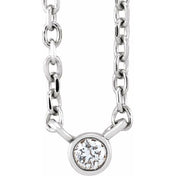 Sterling Silver .02 CT Natural Diamond Solitaire 16-18" Necklace