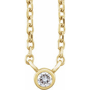 14K Yellow .03 CT Natural Diamond Solitaire 16-18" Necklace