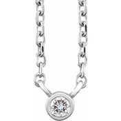 Sterling Silver .03 CT Natural Diamond Solitaire 16-18" Necklace