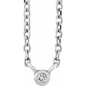 Sterling Silver .015 CT Natural Diamond Solitaire 16-18" Necklace