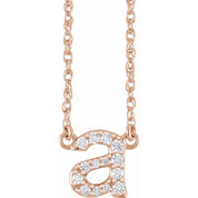 14K Rose 1/8 CTW Natural Diamond Lowercase Initial A 16" Necklace