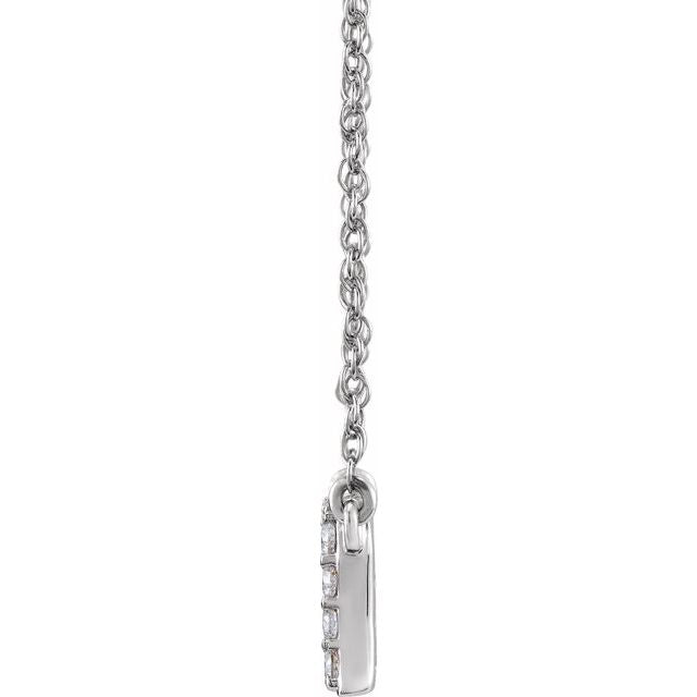 14K White 1/8 CTW Natural Diamond Lowercase Initial A 16" Necklace