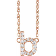 14K Rose 1/8 CTW Natural Diamond Lowercase Initial B 16" Necklace