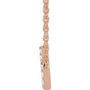 14K Rose 1/8 CTW Natural Diamond Lowercase Initial B 16" Necklace