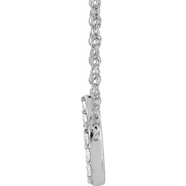 14K White 1/8 CTW Natural Diamond Lowercase Initial B 16" Necklace