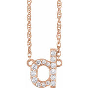 14K Rose 1/8 CTW Natural Diamond Lowercase Initial D 16" Necklace