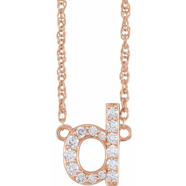 14K Rose 1/8 CTW Natural Diamond Lowercase Initial D 16" Necklace