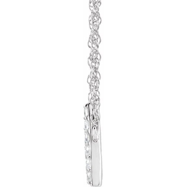 14K White 1/8 CTW Natural Diamond Lowercase Initial D 16" Necklace