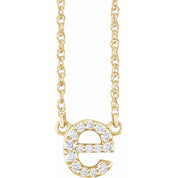 14K Yellow .08 CTW Natural Diamond Lowercase Initial E 16" Necklace