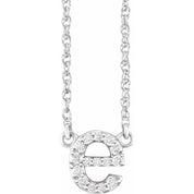 14K White .08 CTW Natural Diamond Lowercase Initial E 16" Necklace
