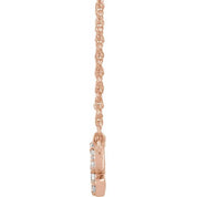 14K Rose .08 CTW Natural Diamond Lowercase Initial E 16" Necklace