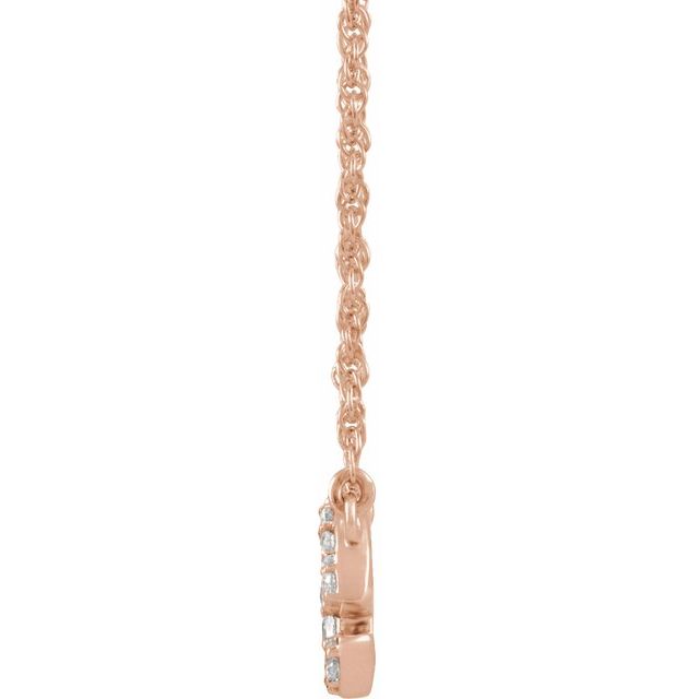 14K Rose .08 CTW Natural Diamond Lowercase Initial E 16" Necklace