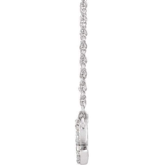 14K White .08 CTW Natural Diamond Lowercase Initial E 16" Necklace