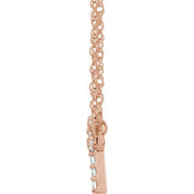 14K Rose .08 CTW Natural Diamond Lowercase Initial F 16" Necklace