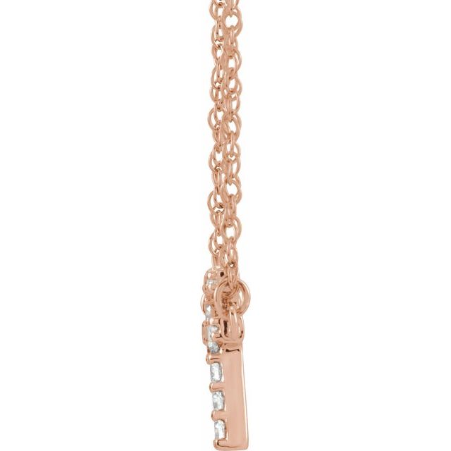 14K Rose .08 CTW Natural Diamond Lowercase Initial F 16" Necklace