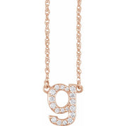 14K Rose 1/6 CTW Natural Diamond Lowercase Initial G 16" Necklace