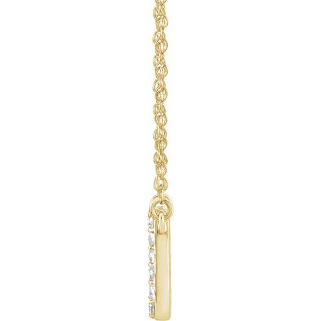 14K Yellow .08 CTW Natural Diamond Lowercase Initial F 16" Necklace