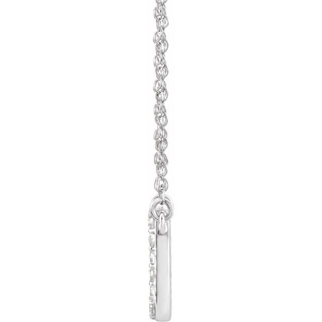 14K White .08 CTW Natural Diamond Lowercase Initial F 16" Necklace