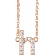14K Rose 1/8 CTW Natural Diamond Lowercase Initial H 16" Necklace
