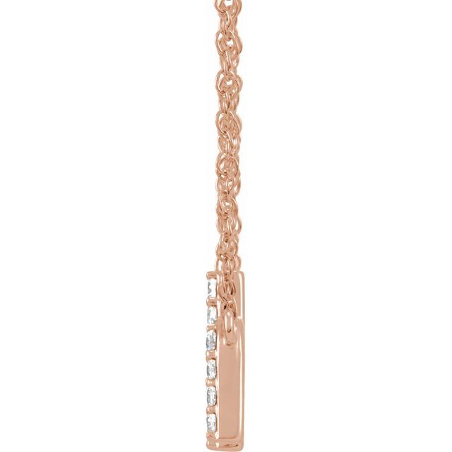 14K Rose 1/8 CTW Natural Diamond Lowercase Initial H 16" Necklace