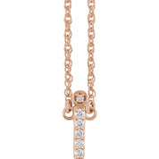 14K Rose .07 CTW Natural Diamond Lowercase Initial I 16" Necklace