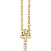 14K Yellow .07 CTW Natural Diamond Lowercase Initial I 16" Necklace