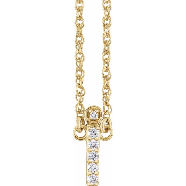 14K Yellow .07 CTW Natural Diamond Lowercase Initial I 16" Necklace