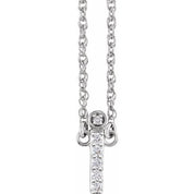 14K White .07 CTW Natural Diamond Lowercase Initial I 16" Necklace