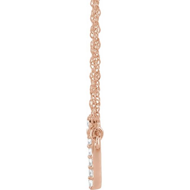 14K Rose .07 CTW Natural Diamond Lowercase Initial I 16" Necklace