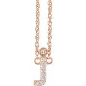 14K Rose .06 CTW Natural Diamond Lowercase Initial J 16" Necklace