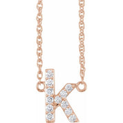 14K Rose 1/8 CTW Natural Diamond Lowercase Initial K 16" Necklace