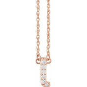 14K Rose .07 CTW Natural Diamond Lowercase Initial I 16" Necklace