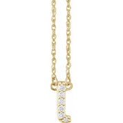 14K Yellow .07 CTW Natural Diamond Lowercase Initial I 16" Necklace