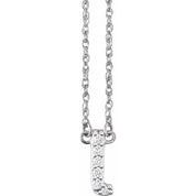 14K White .07 CTW Natural Diamond Lowercase Initial I 16" Necklace