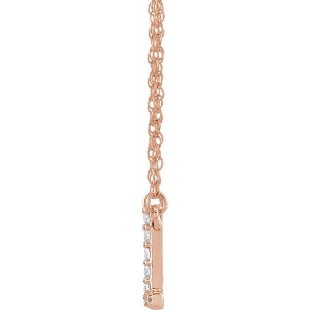 14K Rose .07 CTW Natural Diamond Lowercase Initial I 16" Necklace